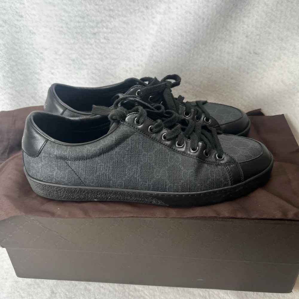 Gucci BROOKLIN Low Top Sneakers Black GG Monogram US Men's 11 (Marked 9) 11